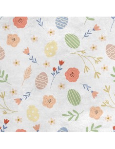 Royal Samt Stoff Polyester Zum Nähen - Motiv Ostereier und Blumen