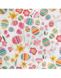 Royal Samt Stoff Polyester Zum Nähen - Motiv Bunte Ostereier