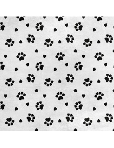 Royal Samt Stoff Polyester Zum Nähen - Motiv schwarze Pfoten Herzens