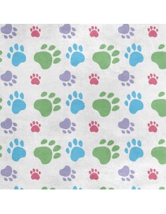 Royal Samt Stoff Polyester Zum Nähen - Motiv bunte Pfoten 2