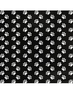 Royal Samt Stoff Polyester Zum Nähen - Motiv Pfoten auf schwarzem