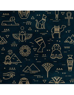 Royal Samt Stoff Polyester Zum Nähen - Motiv ägyptische symbole