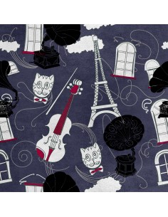 Royal Samt Stoff Polyester Zum Nähen - Motiv Paris
