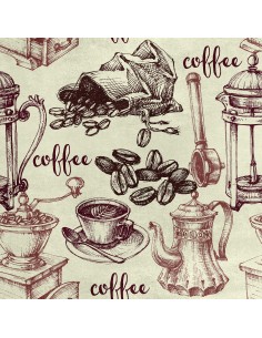 Royal Samt Stoff Polyester Zum Nähen - Motiv Kaffee