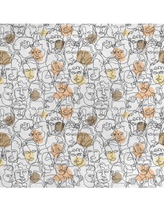Royal Samt Stoff Polyester Zum Nähen - Motiv Gesichter von Männern