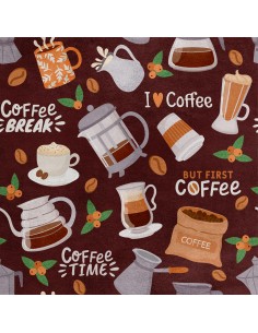 Royal Samt Stoff Polyester Zum Nähen - Motiv Kaffee 2