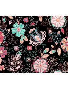 OUTDOOR DEKOSTOFFE OXFORD - Motiv gestickte Blumen I DR187