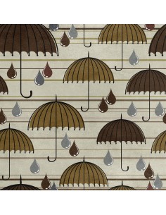 Royal Samt Stoff Polyester Zum Nähen - Motiv Regenschirme im Regen