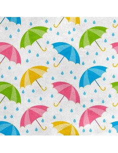 Royal Samt Stoff Polyester Zum Nähen - Motiv bunte Regenschirme Regen 2