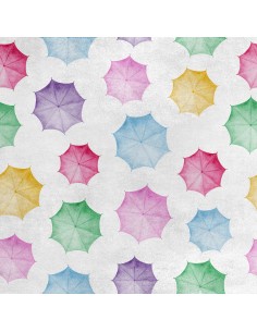 Royal Samt Stoff Polyester Zum Nähen - Motiv Pastell Regenschirme
