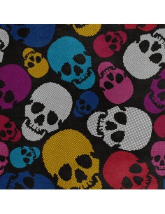 Royal Samt Stoff Polyester Zum Nähen - Motiv bunte Schädel