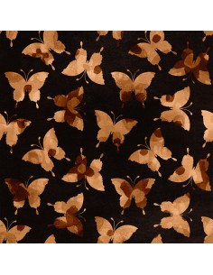 Royal Samt Stoff Polyester Zum Nähen - Motiv Schmetterlinge auf dunklem