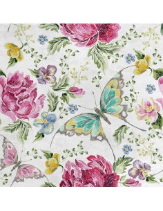 Royal Samt Stoff Polyester Zum Nähen - Motiv Schmetterlinge und Blumen 2