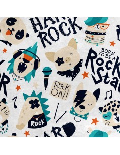 Royal Samt Stoff Polyester Zum Nähen - Motiv Tiere - Rockstars