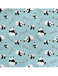 Royal Samt Stoff Polyester Zum Nähen - Motiv Panda mit Zweigen