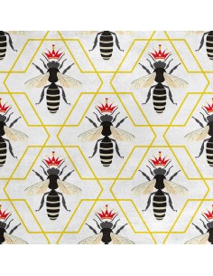 Royal Samt Stoff Polyester Zum Nähen - Motiv Königin der Bienen