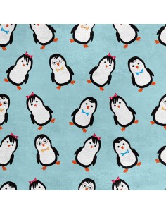 Royal Samt Stoff Polyester Zum Nähen - Motiv Pinguine