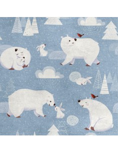 Royal Samt Stoff Polyester Zum Nähen - Motiv Ein Eisbär