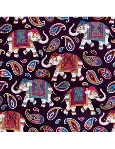 Royal Samt Stoff Polyester Zum Nähen - Motiv indischer elefant