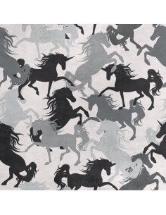 Royal Samt Stoff Polyester Zum Nähen - Motiv Einhorn-Silhouette