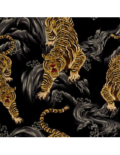 Royal Samt Stoff Polyester Zum Nähen - Motiv asiatischer Tiger