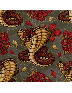 Royal Samt Stoff Polyester Zum Nähen - Motiv Kobra-Schlange