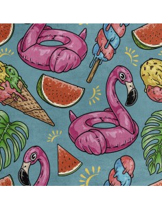 Royal Samt Stoff Polyester Zum Nähen - Motiv Sommerruhe