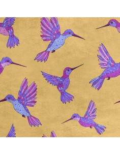 Royal Samt Stoff Polyester Zum Nähen - Motiv Kolibri
