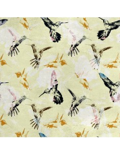Royal Samt Stoff Polyester Zum Nähen - Motiv Aquarellkolibri 2