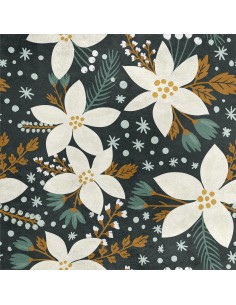 Royal Samt Stoff Polyester Zum Nähen - Motiv Winterblumen