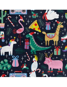 Royal Samt Stoff Polyester Zum Nähen - Motiv Feiertage Tiere Geschenke