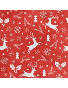 Royal Samt Stoff Polyester Zum Nähen - Motiv Weihnachtsthema auf rotem