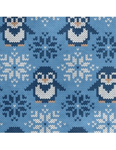 Royal Samt Stoff Polyester Zum Nähen - Motiv Jacquard-Pinguine