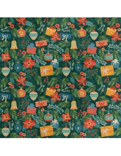Royal Samt Stoff Polyester Zum Nähen - Motiv Weihnachtsschmuck und Geschenke