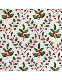 Royal Samt Stoff Polyester Zum Nähen - Motiv Stechpalme Beeren