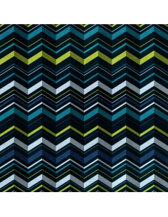Royal Samt Stoff Polyester Zum Nähen - Motiv blauer Zickzack