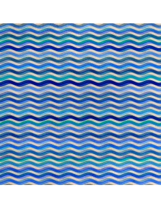 Royal Samt Stoff Polyester Zum Nähen - Motiv welliges blaues Zickzack