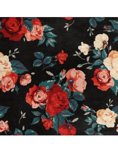 Royal Samt Stoff Polyester Zum Nähen - Motiv Rosen