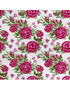 Royal Samt Stoff Polyester Zum Nähen - Motiv rosa Rosen 2