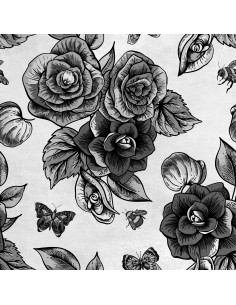 Royal Samt Stoff Polyester Zum Nähen - Motiv monochrome Rose