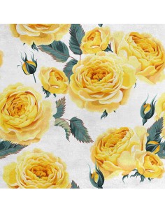 Royal Samt Stoff Polyester Zum Nähen - Motiv gelbe Rosen 2