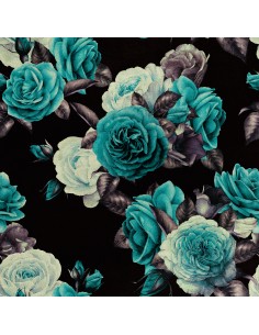 Royal Samt Stoff Polyester Zum Nähen - Motiv Rosen Aquarell 3