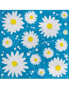 Royal Samt Stoff Polyester Zum Nähen - Motiv Gänseblümchen auf blauem