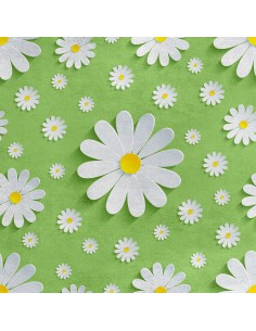 Royal Samt Stoff Polyester Zum Nähen - Motiv Gänseblümchen auf Grün
