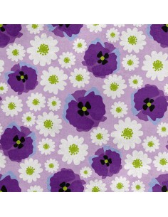 Royal Samt Stoff Polyester Zum Nähen - Motiv Gänseblümchen und Mohnblumen