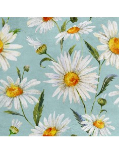 Royal Samt Stoff Polyester Zum Nähen - Motiv Aquarell Gänseblümchen