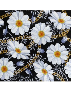 Royal Samt Stoff Polyester Zum Nähen - Motiv Daisy mit einer Kette