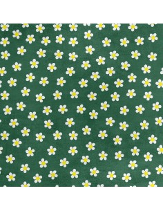 Royal Samt Stoff Polyester Zum Nähen - Motiv Kamille auf grünem