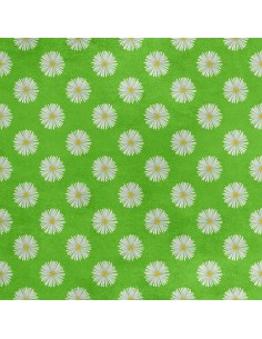 Royal Samt Stoff Polyester Zum Nähen - Motiv Gänseblümchen auf Grün 2