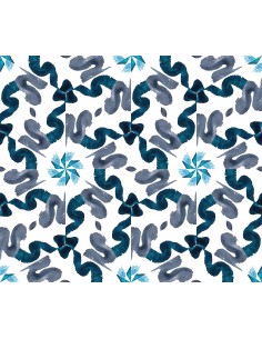OUTDOOR DEKOSTOFFE OXFORD - Motiv blaue blumen abstraktion I DR212
